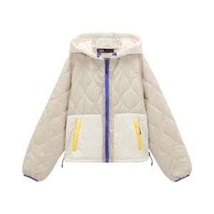 Zara Water Repellent Tan Color-Block Puffer Jacket